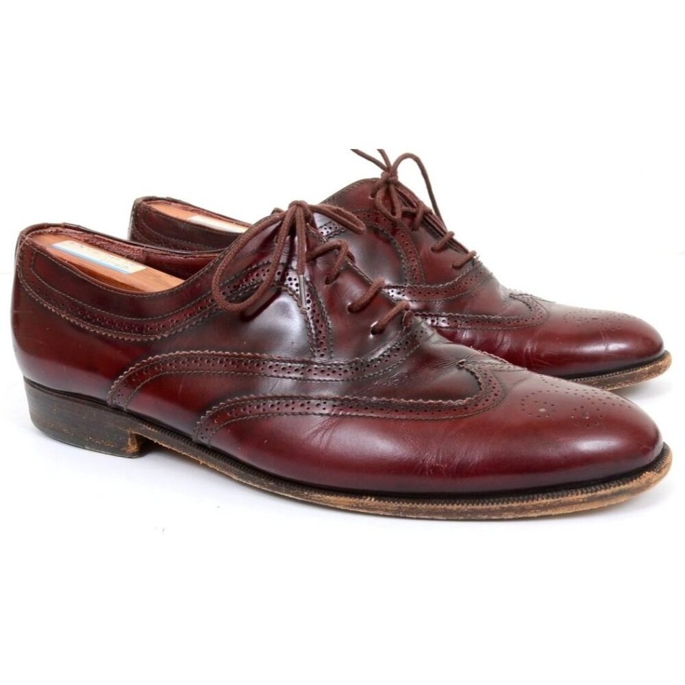 Mario Bruni Mens Size 9W Burgundy Leather Cap-Toe Oxford Loafer FREE SHOE TREES!